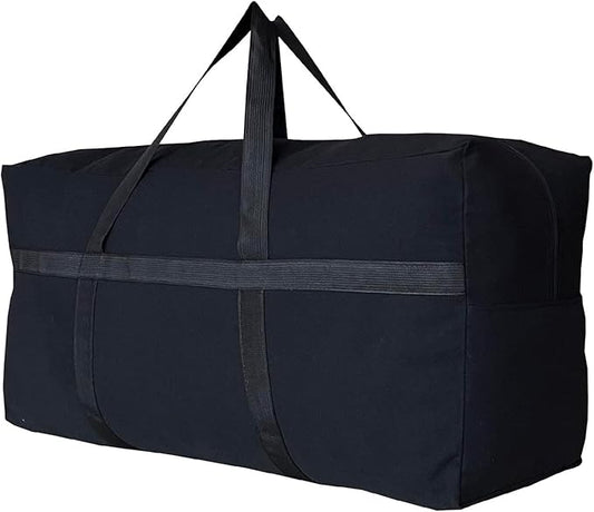 YiKitHom Extra Large Storage Canvas Duffle Bag for Travel, Black Oversized Giant Big Traveling Duffle Bag