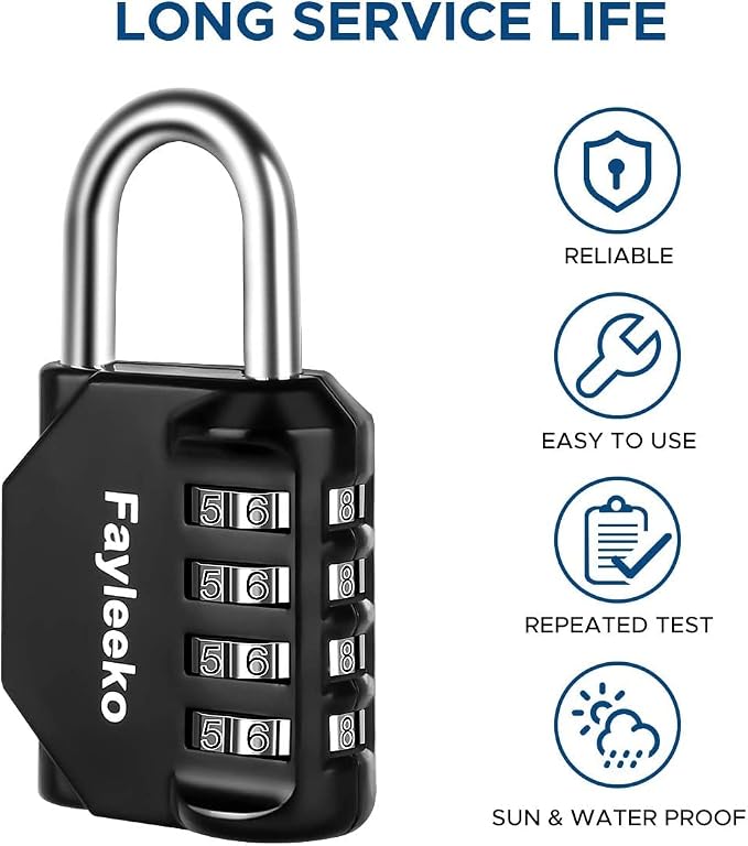 Combination Lock, 4 Digit Combination Padlock for School Gym Sports Locker, Fence, Toolbox, Case, Hasp Cabinet Storage (2 Pack, Purple & Black) - Image 4
