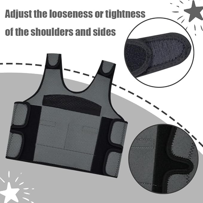 Compression Vest for Kids-Grey, Weighted Vest for Kids Including 6 Removable Weights, (Small, Ages 2 to 5)