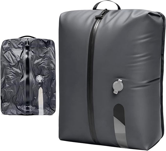 LONGHIKER Travel Vacuum Storage Bags Reusable Airless Space Saver Compression Bags for Carry-On Suitcase and Backpack,IPX8 Waterproof TPU Vacuum Seal Bags for Clothing (1PC-16L-No Pump)