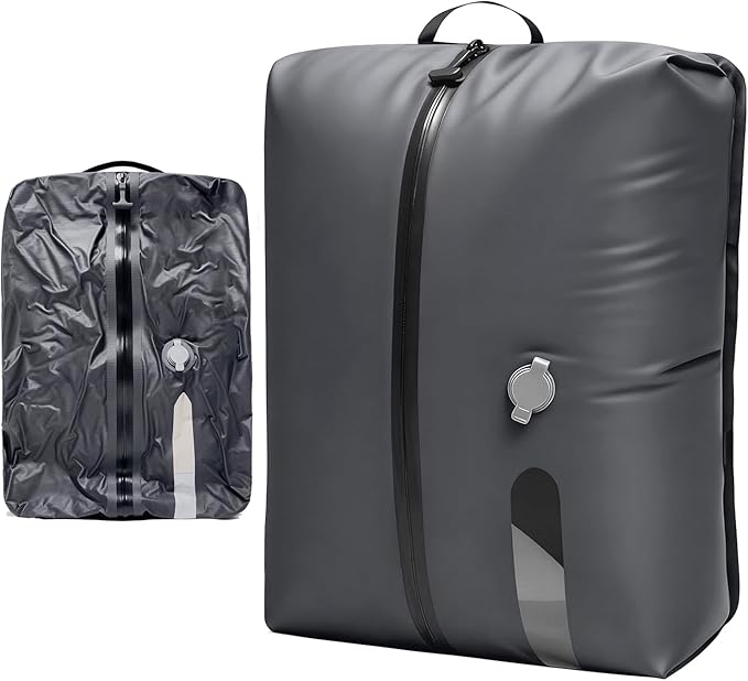 LONGHIKER Travel Vacuum Storage Bags Reusable Airless Space Saver Compression Bags for Carry-On Suitcase and Backpack,IPX8 Waterproof TPU Vacuum Seal Bags for Clothing (1PC-18L-No Pump)