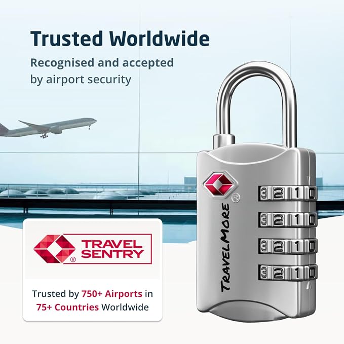 TravelMore Luggage Locks TSA Approved, 4-Digit Travel Combination Locks - Image 5