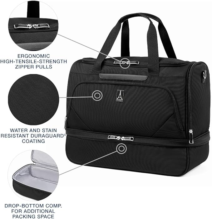 Travelpro Maxlite 5 Carry on Weekender with Drop-Bottom Compartment, Lightweight Overnight Travel Duffel Bag