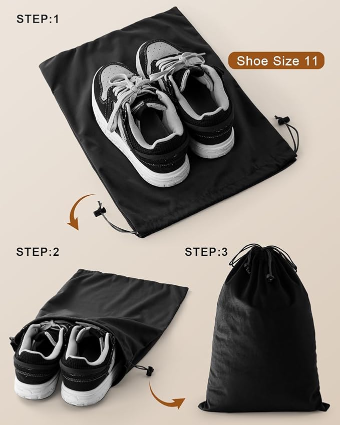 FantasyLife Shoe Bags for Travel, Washable Dust Bags for Storage & Packing, Flannel Shoe Pouch with Drawstring Closure for Purses, Handbags, Shoes & Toys (2, Black Beauty, 17.3"x12.6")