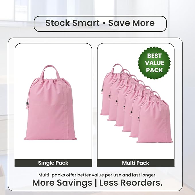 LFH Home Large Premium Cotton Canvas Laundry Bag with Drawstring and Handles Heavy Duty, Multi-Use, Washable for Home, Travel, College or Storage 28x36 (Pack of 2)-Pink
