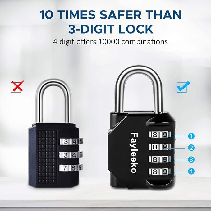 Combination Lock, 4 Digit Combination Padlock for School Gym Sports Locker, Fence, Toolbox, Case, Hasp Cabinet Storage (2 Pack, Purple & Black) - Image 5