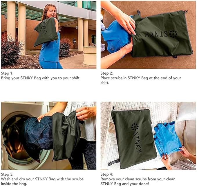 STNKY Bag Pro - Laundry Bags With Zips, Handles and Internal Mesh Bag for Travel, Yoga, Healthcare, Gym Kit, Laundry (XL, Forest Green)