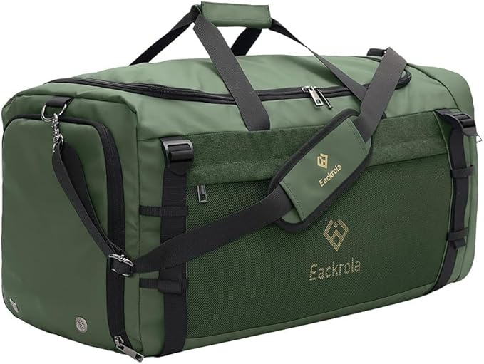 Extra Large Sports Gym Bag, Travel Duffel bag with Wet Pocket & Shoes Compartment for men women, 85L, Lightweight （Green）