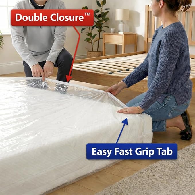 Hefty Shrink-Pak Mattress Bags for Moving - King/California King Size | Heavy Duty & Water Resistant Vacuum Compression Mattress Bag, Storage Protection Mattress Cover for Moving