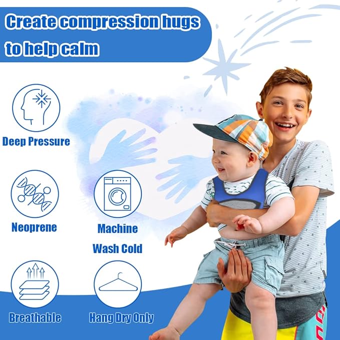 Compression Vest for Kids (Small, Ages 2 to 4) Weighted Vest for Kids Including 6 Removable Weights Navy Blue