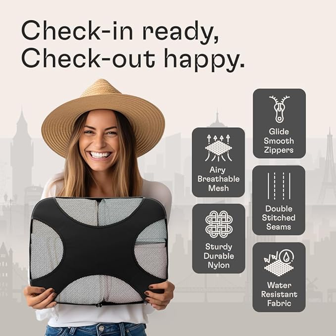Shacke Packing Cubes for Travel 6 Set - Premium Luggage Organizer Bags - Versatile Travel Organizer for Women and Men - Optimized Packing Bags - Travel Essentials