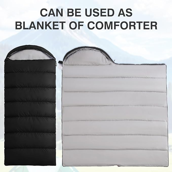 XXL Sleeping Bag for Adults Lightweight 41-59℉, 3-4 Season Waterproof Camping Sleeping Bag with Compression Sack for Backpacking Hiking