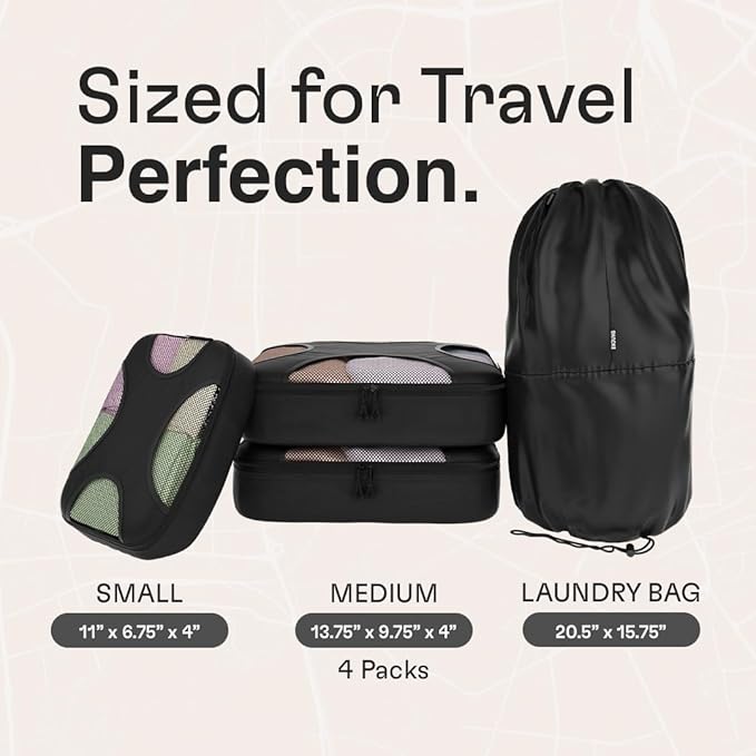 Shacke Packing Cubes for Travel 6 Set - Premium Luggage Organizer Bags - Versatile Travel Organizer for Women and Men - Optimized Packing Bags - Travel Essentials