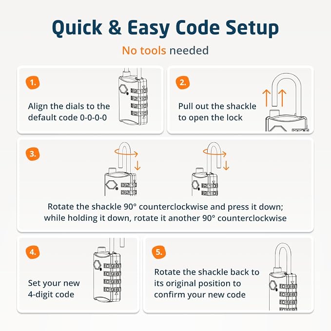 TravelMore Luggage Locks TSA Approved, 4-Digit Travel Combination Locks - Image 9