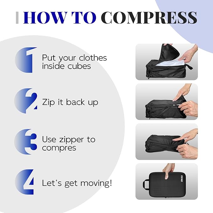 XBLGX 6 Set Compression Packing Cubes for Travel, Suitcases and Carry On, Luggage Organizer Bags for Travel Accessories