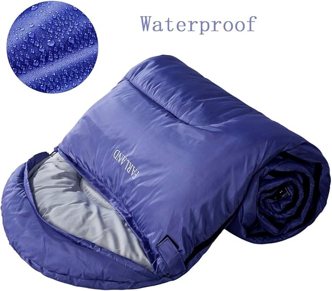 FARLAND Sleeping Bags for Adults, 3 Season Warm & Cool Weather, Lightweight Camping Sleeping Bag for Kids Family Camping Essentials with Compression Sack for Hiking