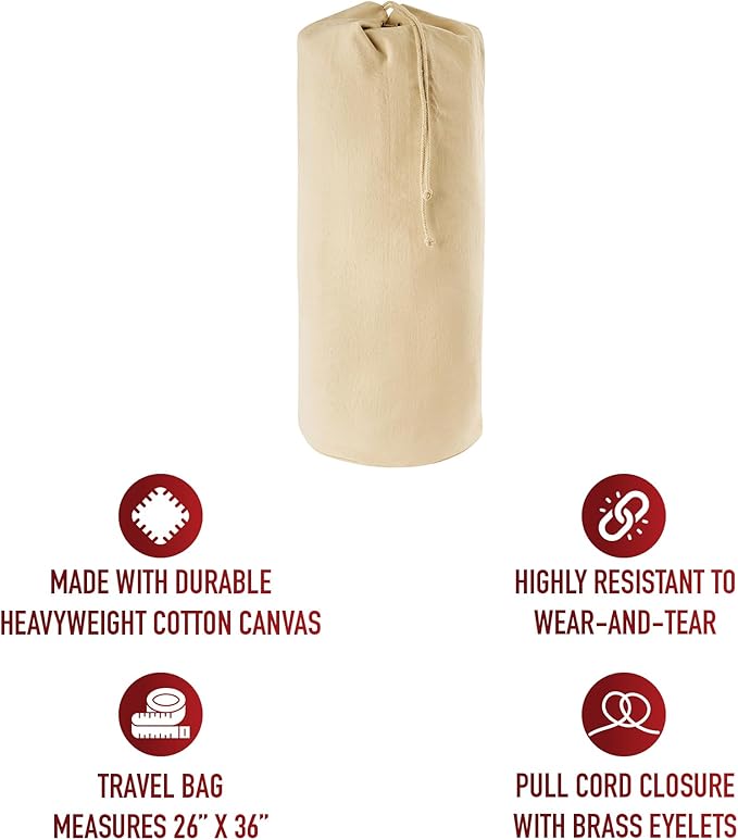 Rothco U.S.N. Heavyweight Canvas Sea Bag - Durable Drawstring Closure for Travel & Storage