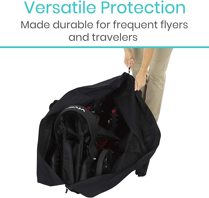 Vive XL Carry & Travel Bag for Rollator Walkers & Transport Chairs - Cover Carrier Accessory for Car Travel, Storage, Seniors - Accessories - Waterproof with Padded Straps
