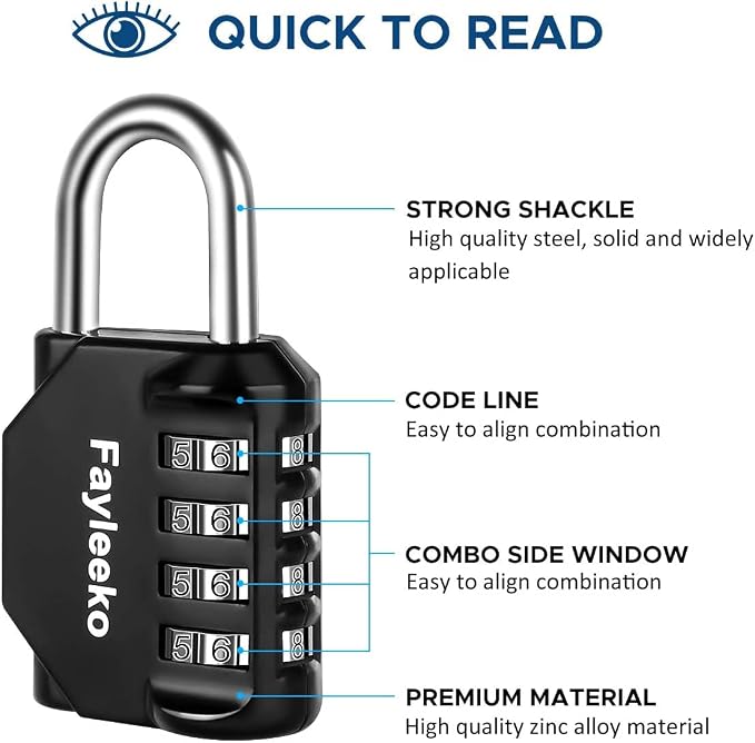 Combination Lock, 4 Digit Combination Padlock for School Gym Sports Locker, Fence, Toolbox, Case, Hasp Cabinet Storage (2 Pack, Purple & Black) - Image 3