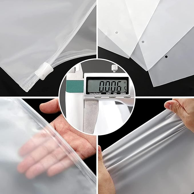 Plastic Bags for Clothes, 100pcs 14x20 Picture Frame 3 Mil Thick Poly Mailing Bags, Large Ziplock Storage With Zipper, Clear for Small Business, Pillow Case
