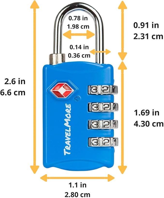TravelMore Luggage Locks TSA Approved, 4-Digit Travel Combination Locks - Image 2