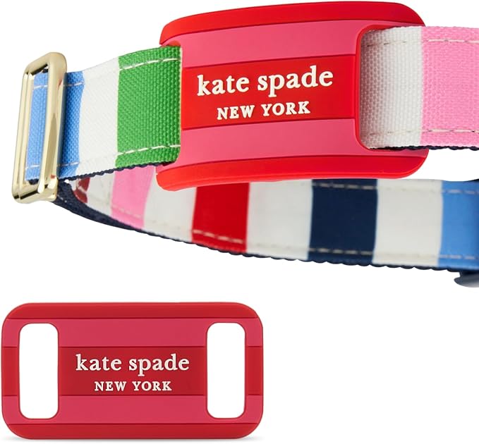 kate spade new york AirTag Dog Collar Holder - Seaside Stripe by Unknown