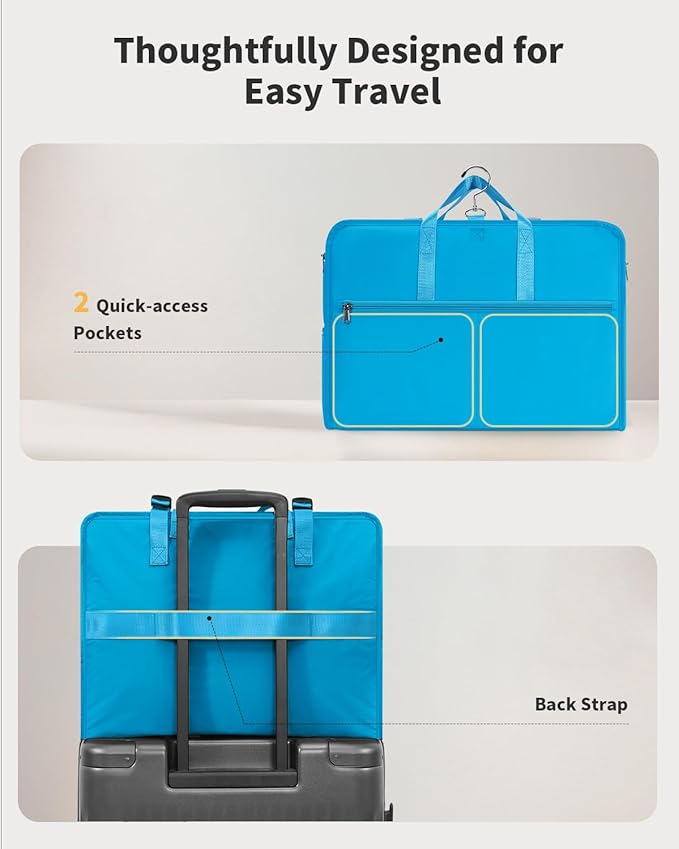 ECOHUB 8-in-1 Hanging Packing Cubes, Foldable Travel Storage Bag, Travel Organizer Expandable Packing Cube for Suitcase or Luggage (Pacific Teal)