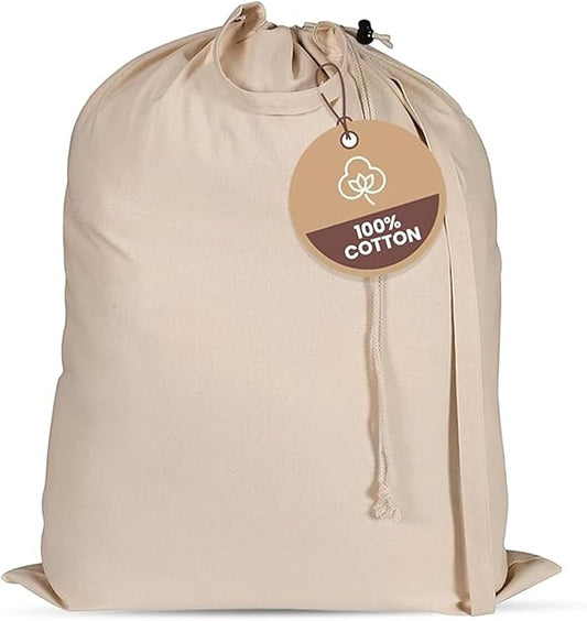 LFH Home Cotton Canvas Large Laundry Bag with Handle, Heavy Duty Drawstring Closure Washable Laundry Bags School Travel, Home, Hotel, College Dorm, Organizer Sack, Toys 20x30-Natural