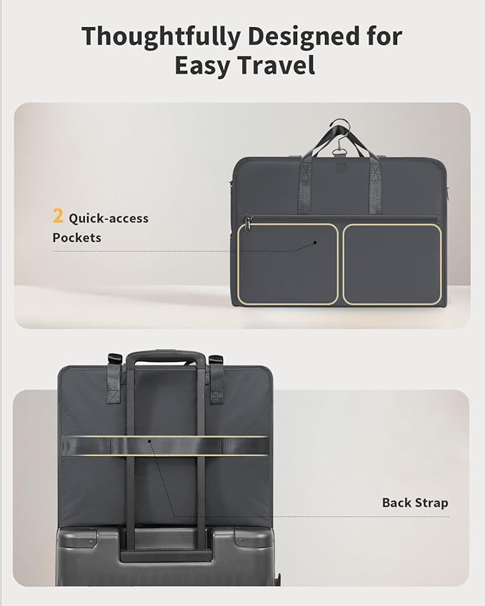 ECOHUB 8-in-1 Hanging Packing Cubes, Foldable Travel Storage Bag, Travel Organizer Expandable Packing Cube for Suitcase or Luggage (Grey)