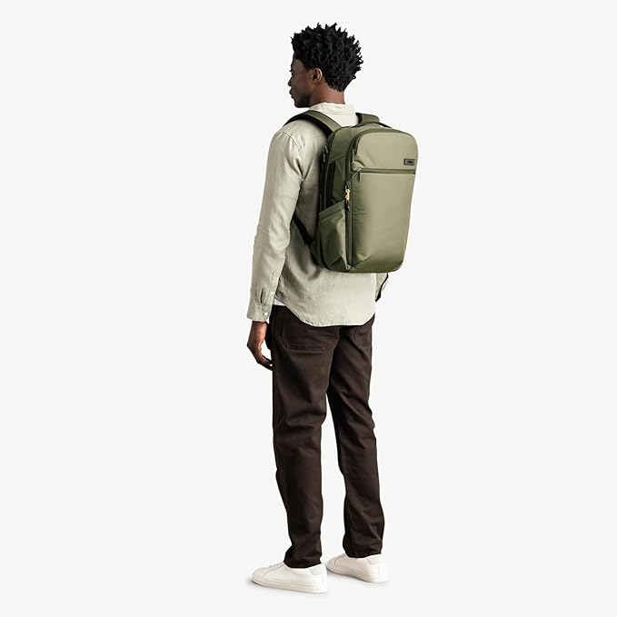 Halfday Roamer All-in-One Travel Backpack: 15” Laptop Compartment, Built-In Shoe/Laundry Pouch (Magnetic Sternum Strap, Padded Shoulder Support), Weekend & Business Trip Carry-on Bag, Olive