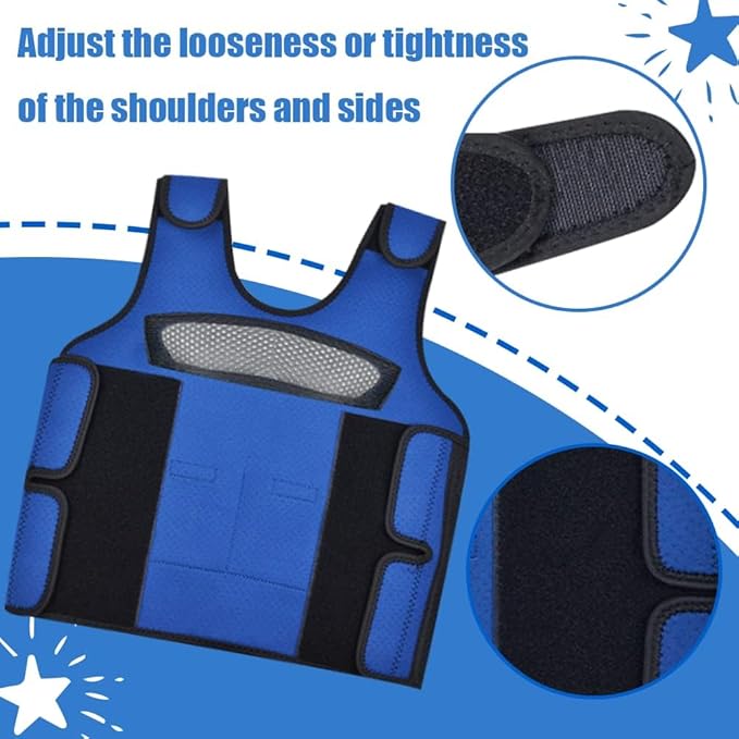 Compression Vest for Kids (Extra Small, Ages 1 to 3) Weighted Vest for Kids Including 6 Removable Weights Blue