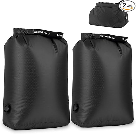 Travel Laundry Bag, Pump-Free Vacuum Compression Dirty Clothes Bag, Reusable Waterproof & Washable Laundry Bag, Wet and Dry Bag, Ideal for Suitcases, Road Trip Essentials (2 Pcs, L+L) Black