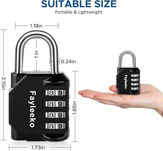 Combination Lock, 4 Digit Combination Padlock for School Gym Sports Locker, Fence, Toolbox, Case, Hasp Cabinet Storage (2 Pack, Purple & Black) - Image 2