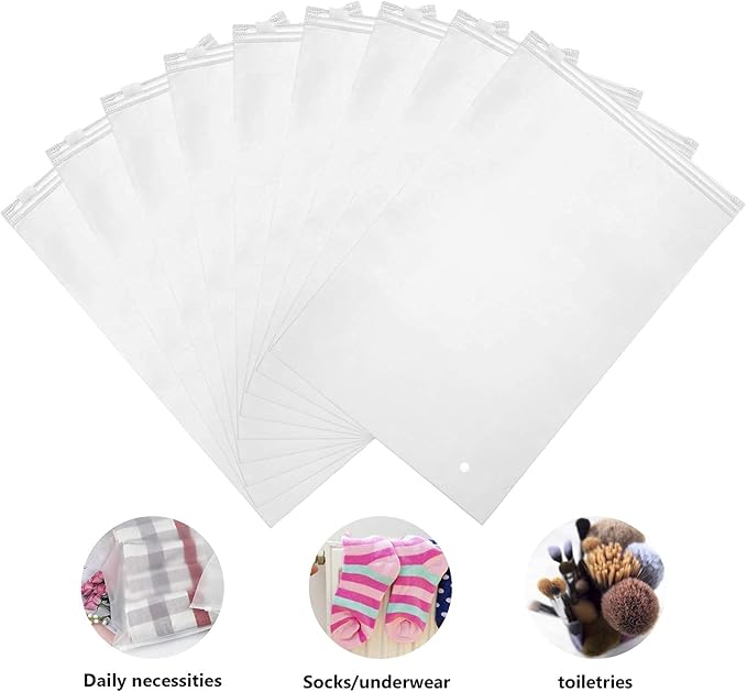 Plastic Bags for Small Business, 100pcs 8x12 inch Heavy Duty Bikini Organizer Bags Swimsuit Bags T Shirt Bags, Mailing Bags Clear Poly Bags for Shipping Bra Underwear Panties Leggings