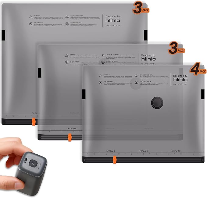 Rechargeable Wireless Pump Travel Vacuum Bags, 10 Pack Portable Storage Bags for Travel and Home, Compression Packing Seal for Clothing, Clothes, Blankets, Luggage, Suitcase