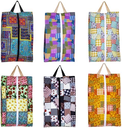 Sanlykate Shoe Bags for Travel, 6 Pack Shoe Organizer with Zipper Closure, Large Capacity Shoe Storage with Handle, Water Repellent Portable Shoe Pouch Essentials by SANLYKATE