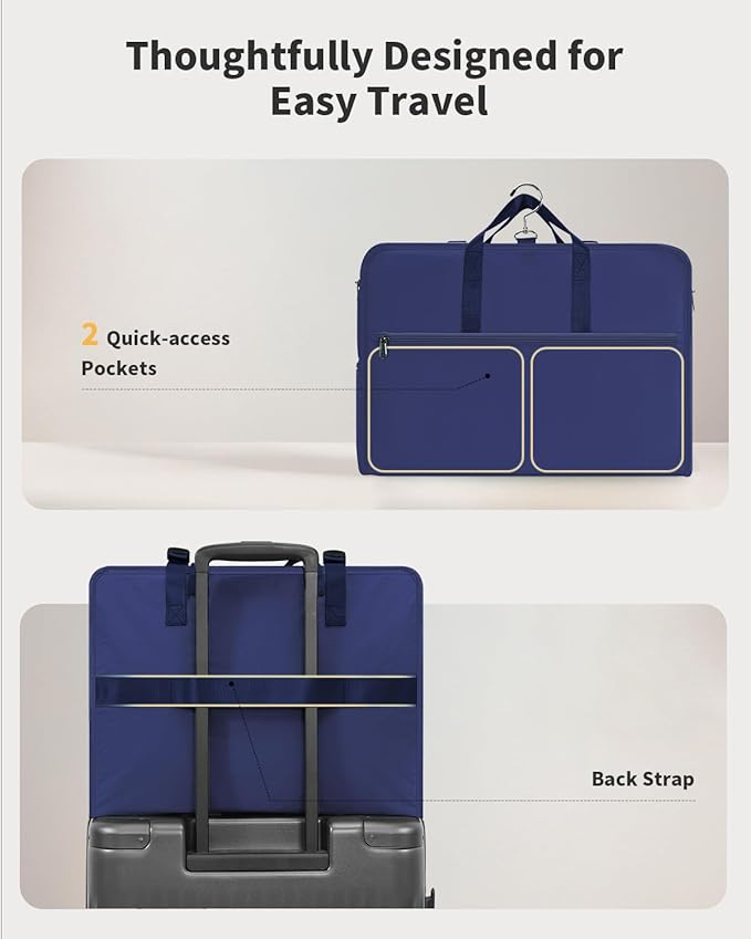 ECOHUB 8-in-1 Hanging Packing Cubes, Foldable Travel Storage Bag, Travel Organizer Expandable Packing Cube for Suitcase or Luggage (Blue)