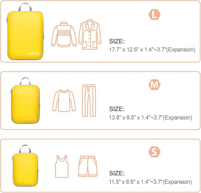 Cambond Compression Packing Cubes for Travel - Lightweight Expandable Travel Bags Luggage Organizers Travel Essentials Compression Cubes for Travel Space Saver for Carry on Suitcases Organizer