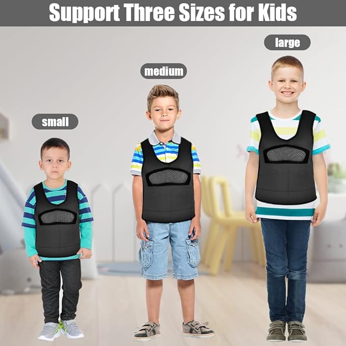 Compression Vest for Kids (Small, Ages 2 to 4) Weighted Vest for Kids Including 6 Removable Weights Black