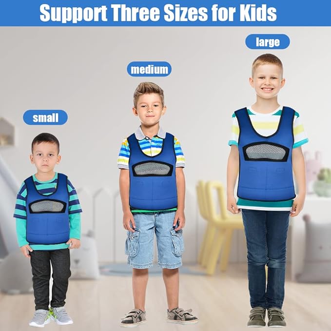 Compression Vest for Kids (Small, Ages 2 to 4) Weighted Vest for Kids Including 6 Removable Weights Navy Blue