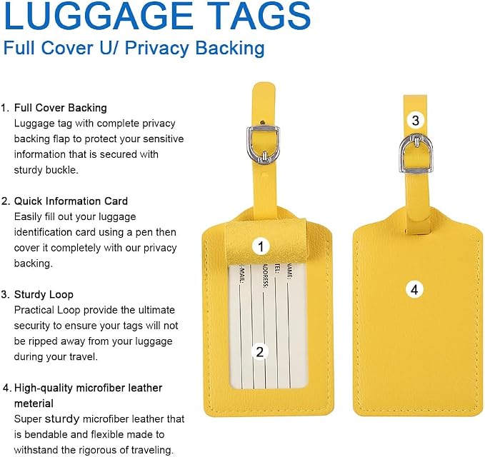 Vigorport Luggage Tags, Leather Personalized Suitcase Tag Set of 4 Pack - Image 4
