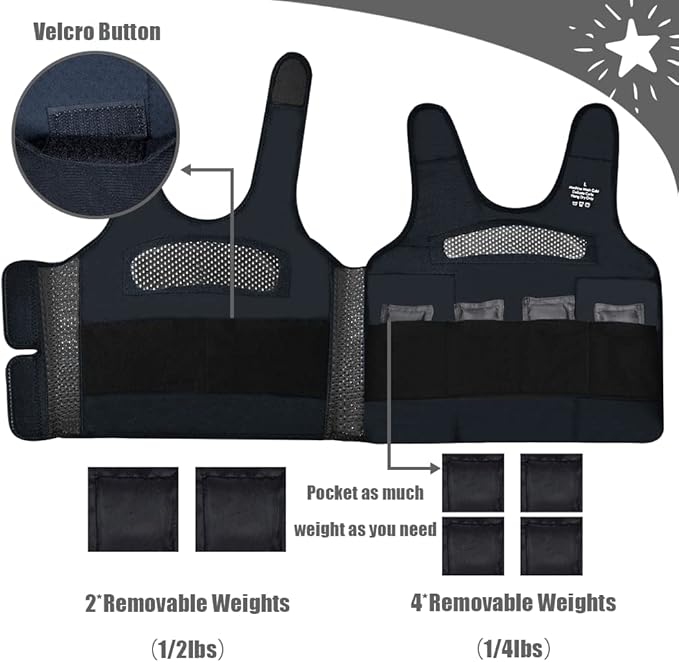 Compression Vest for Kids (Extra Small, Ages 1 to 3) Weighted Vest for Kids Including 6 Removable Weights Black