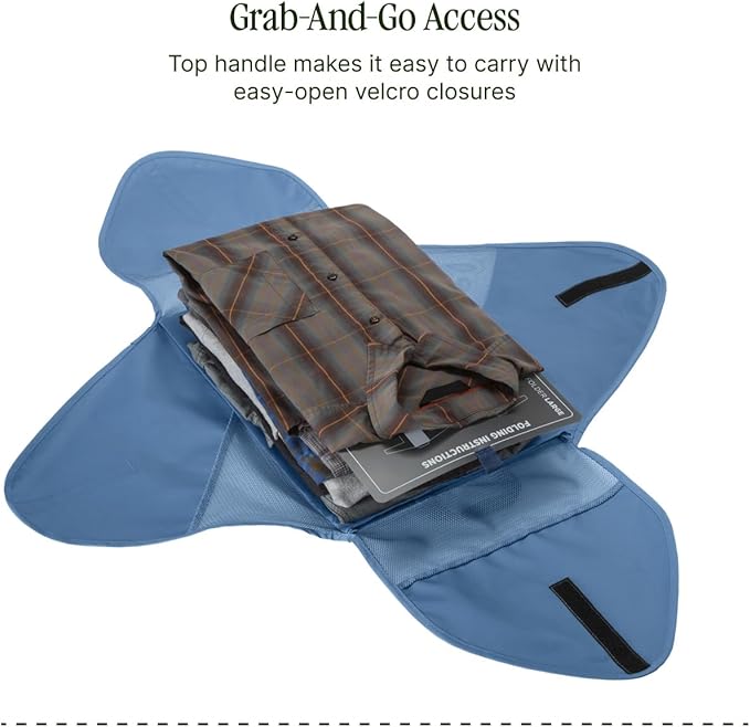 Eagle Creek Pack-It Reveal Garment Folder - Travel Garment Bag with Compression Wings to Maximize Luggage Space - Convenient Top Handle - Quick Drying Material - Blue Dawn - Large