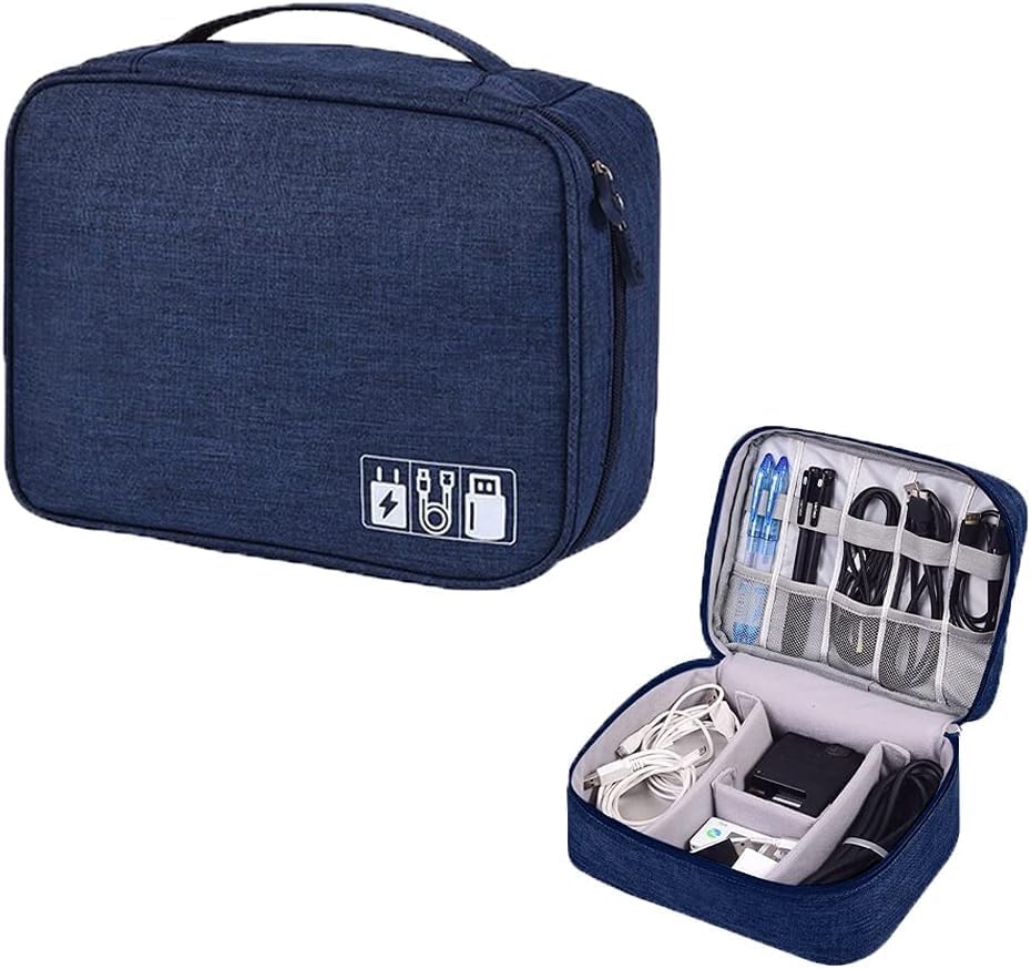 Electronic Accessories Organizer, Portable Travel Cable Storage Bag Tech Pouch with Adjustable Compartments Water-Resistant Handbag for Smart Device Cords Chargers Hard Drives Gadgets by Unknown