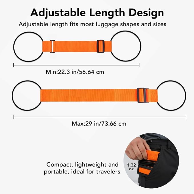Luggage Connector Straps, Adjustable Elastic Durable Straps for Connecting Luggage Bags to Suitcases, Hands-Free Travel Essential (Rainbow) - Image 2
