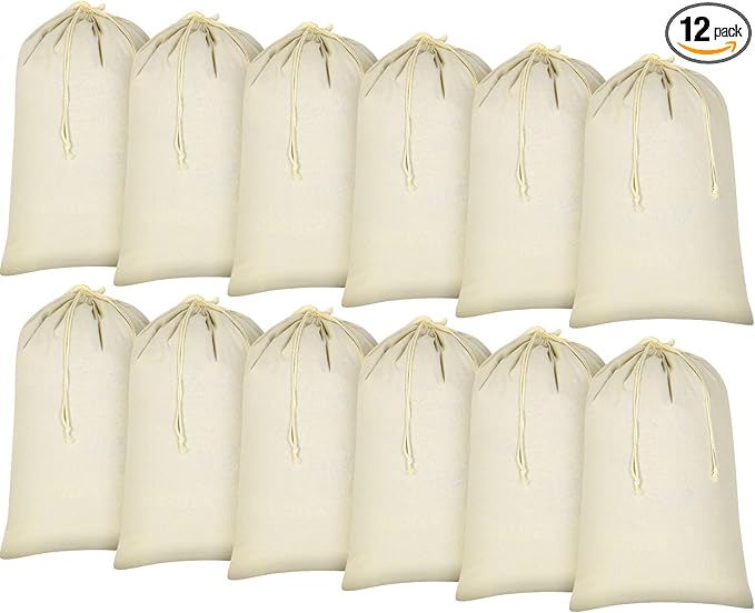 Remagr 12 Pcs 28" x 36" Canvas Laundry Bags Bulk Large Cotton Laundry with Drawstring Heavy Duty Hamper Liner Washable Dirty Clothes for home College Sports Dorms Travel