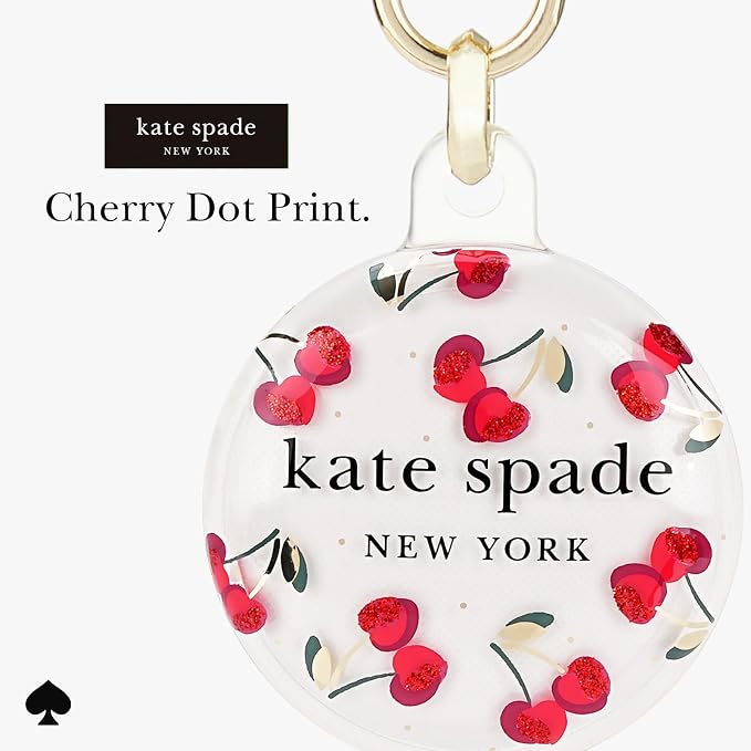 kate spade new york AirTag Holder with Gold Ring Clip - Cherry Dot - Image 3