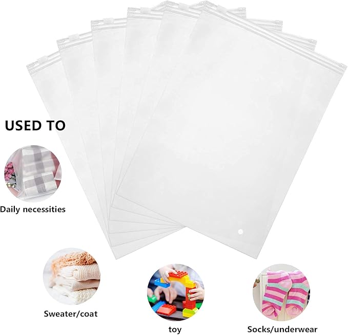 T Shirt Bags for Small Business, 50pcs 3 mil Thick Poly Bags 10x13 Shirt Packaging Bags Clothing Packaging Bags Frosted Zipper Bags for Clothes, Swimsuit Bags Plastic Storage Bags with Zipper