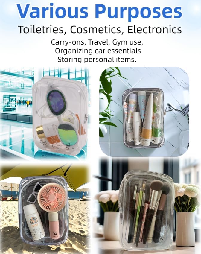 5 Packing Cubes 1 Quart Size Travel Bag TSA Approved Toiletry Bag Clear Small Purse Pouch International Long Flight Must Haves for Toiletries Makeup Liquids Airplane Europe Vacation Essentials