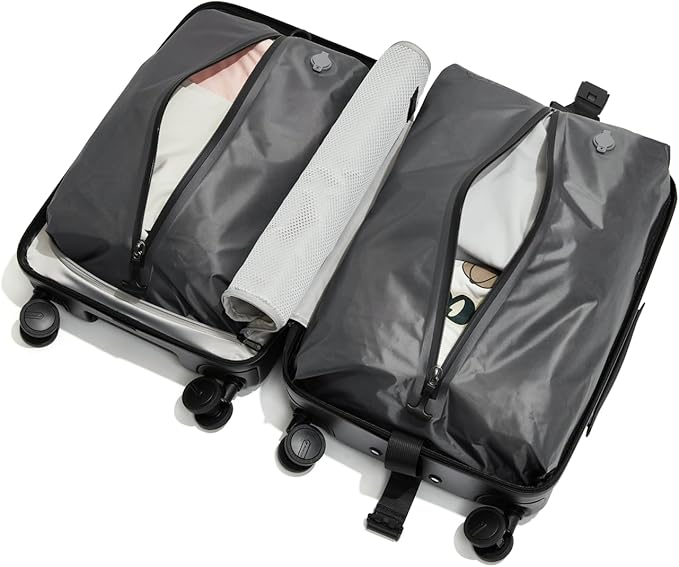 BlackVoyage Air Vacuum Seal Suitcase Carry-On 20-Inch Travel Luggage USB Port 20" AirCabin Air Compression Pump (Matte Black - Pro, 60L Capacity (2 Vacuum Bags))